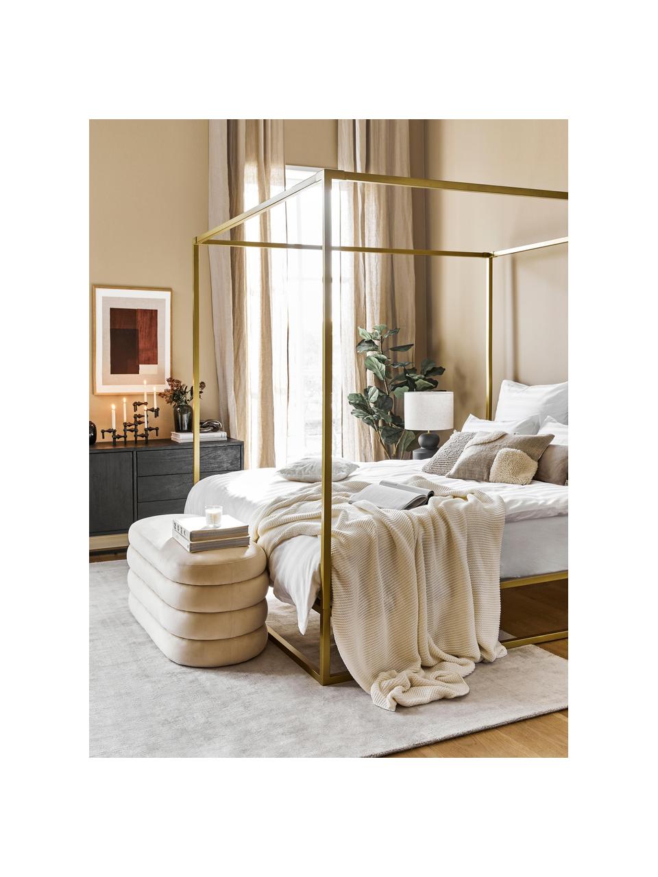 Cama de metal con dosel Belle, Metal, latón, Dorado, An 240 x L 260 cm (para camas de 200 x 200 cm)