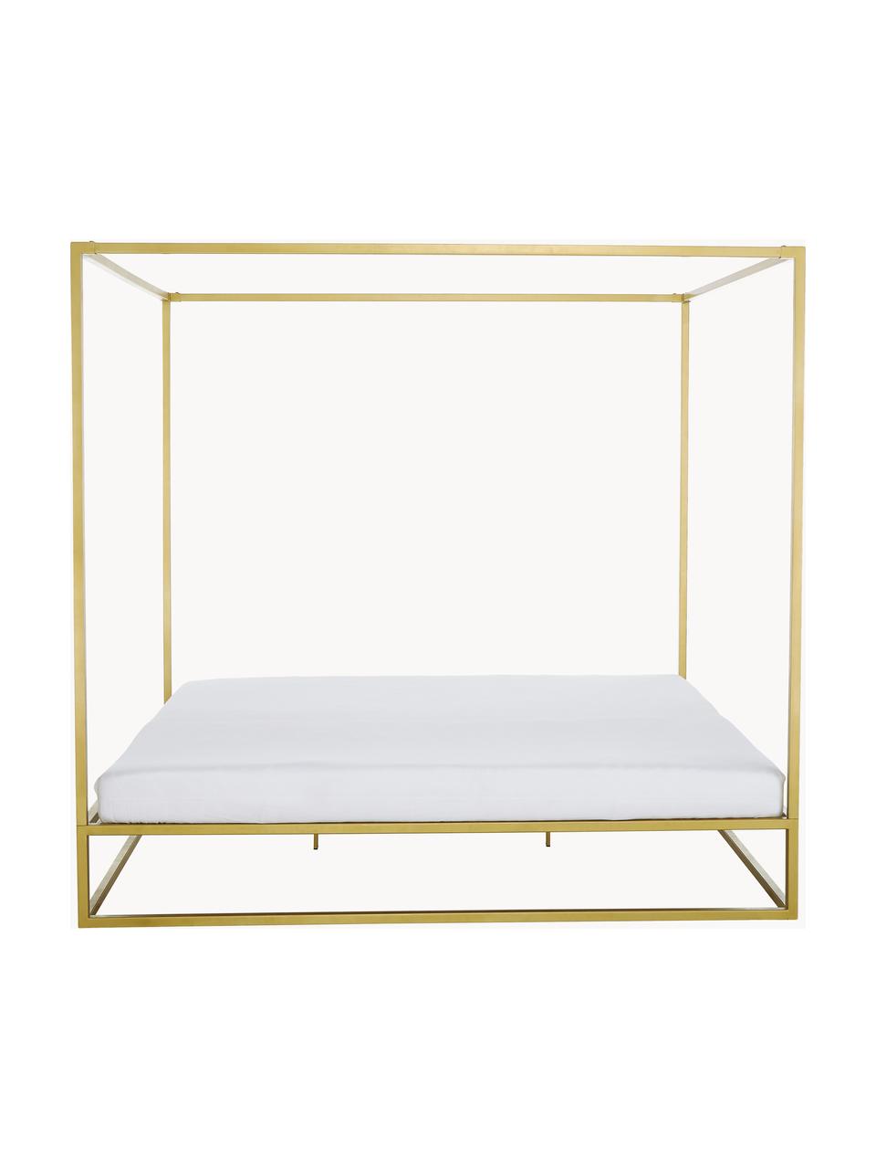 Hemelbed Belle van metaal, Vermessingd metaal, Goudkleurig, B 160 x L 200 cm