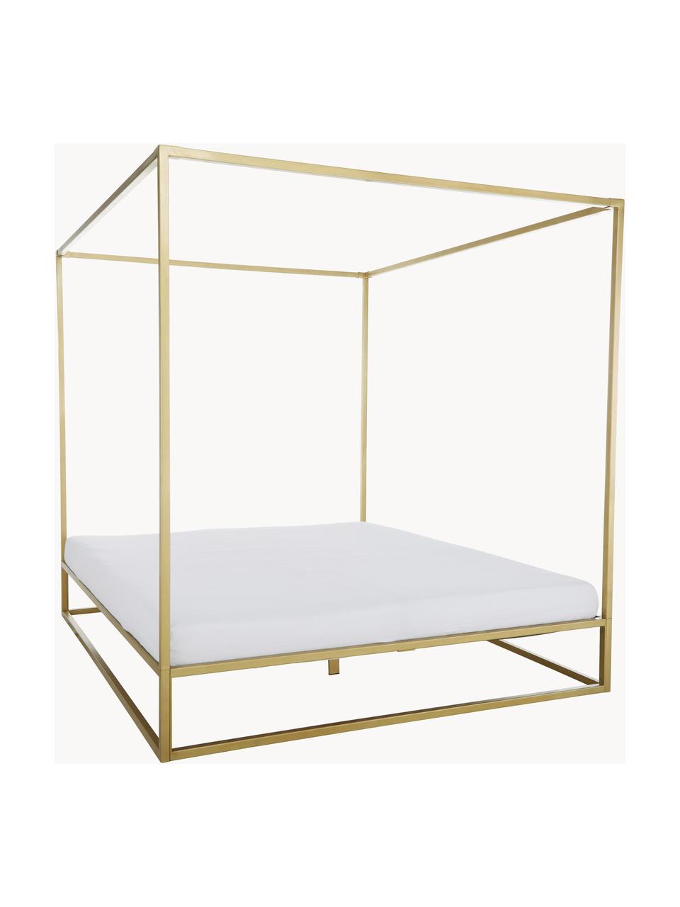 Hemelbed Belle van metaal, Vermessingd metaal, Goudkleurig, B 160 x L 200 cm