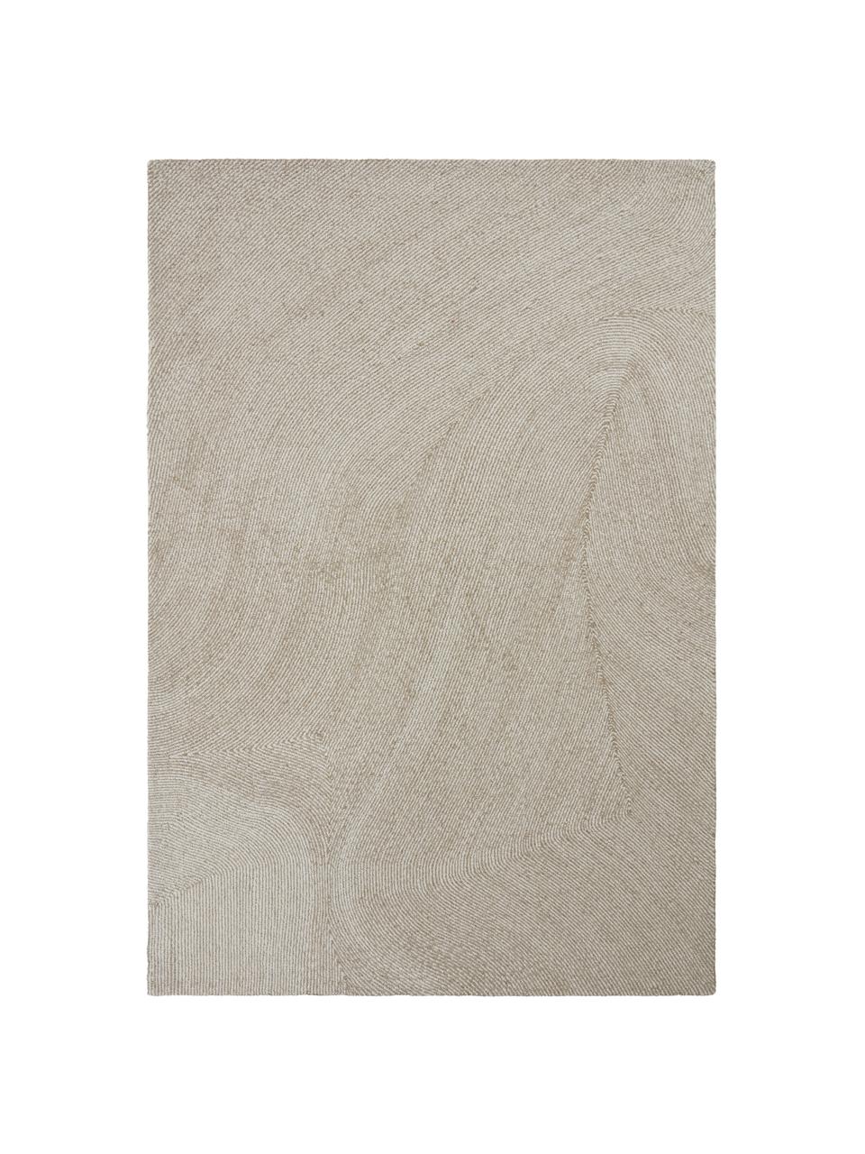 Grote handgeweven vloerkleed Canyon met golfachtig patroon in beige/wit, 51% polyester, 49% wol, Beige, B 200 x L 300 cm (maat L)