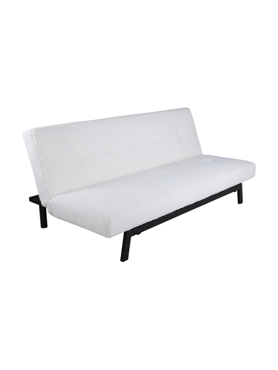 Teddy-Schlafsofa Bodil, Bezug: Teddy (100 % Polyester), Gestell: Metall, beschichtet, Teddy Weiß, B 180 x T 106 cm