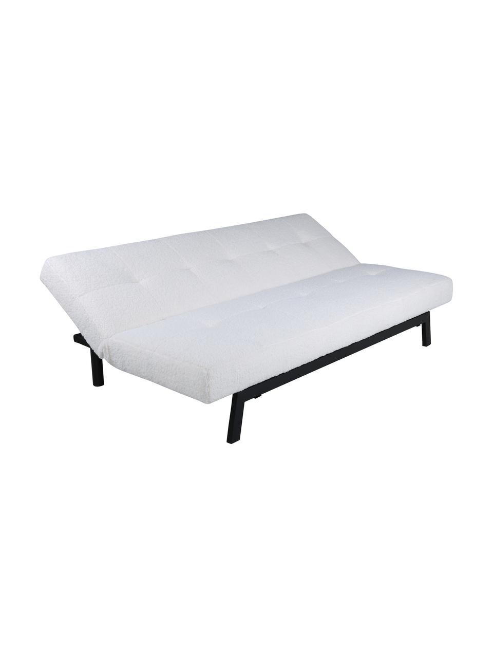 Teddy-Schlafsofa Bodil, Bezug: Teddy (100 % Polyester), Gestell: Metall, beschichtet, Teddy Weiß, B 180 x T 106 cm