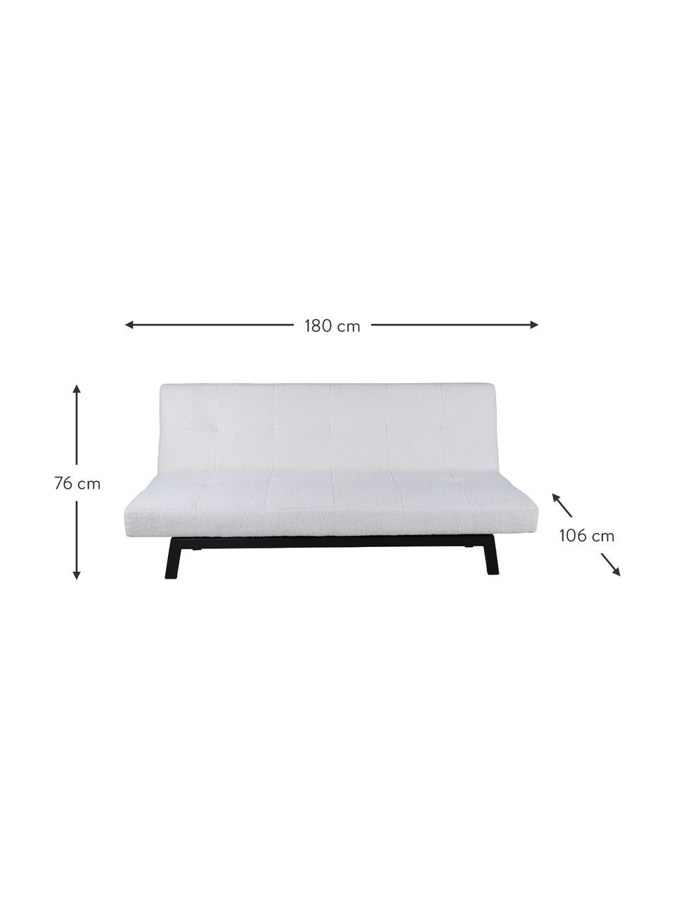 Canapé convertible 2 places en tissu peluche Bodil, Tissu peluche blanc, larg. 180 x prof. 106 cm