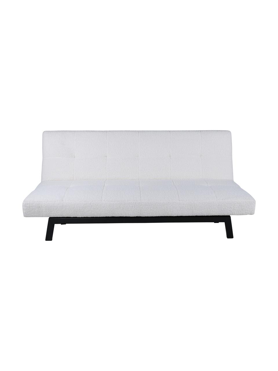 Sofá cama de borreguillo Bodil (2 plazas), Tapizado: Bouclé (100% poliéster), Estructura: metal recubierto, Borreguillo blanco, An 180 x F 106 cm