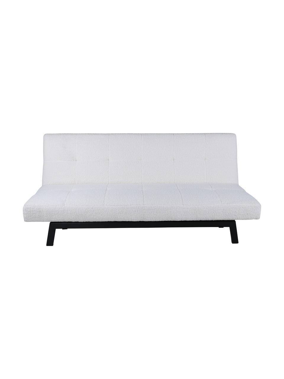 Teddy-Schlafsofa Bodil, Bezug: Teddy (100 % Polyester), Gestell: Metall, beschichtet, Teddy Weiß, B 180 x T 106 cm