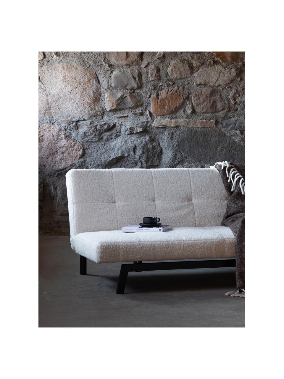 Divano letto 2 posti in teddy Bodil, Rivestimento: peluche (100% poliestere), Teddy bianco, Larg. 180 x Prof. 106 cm