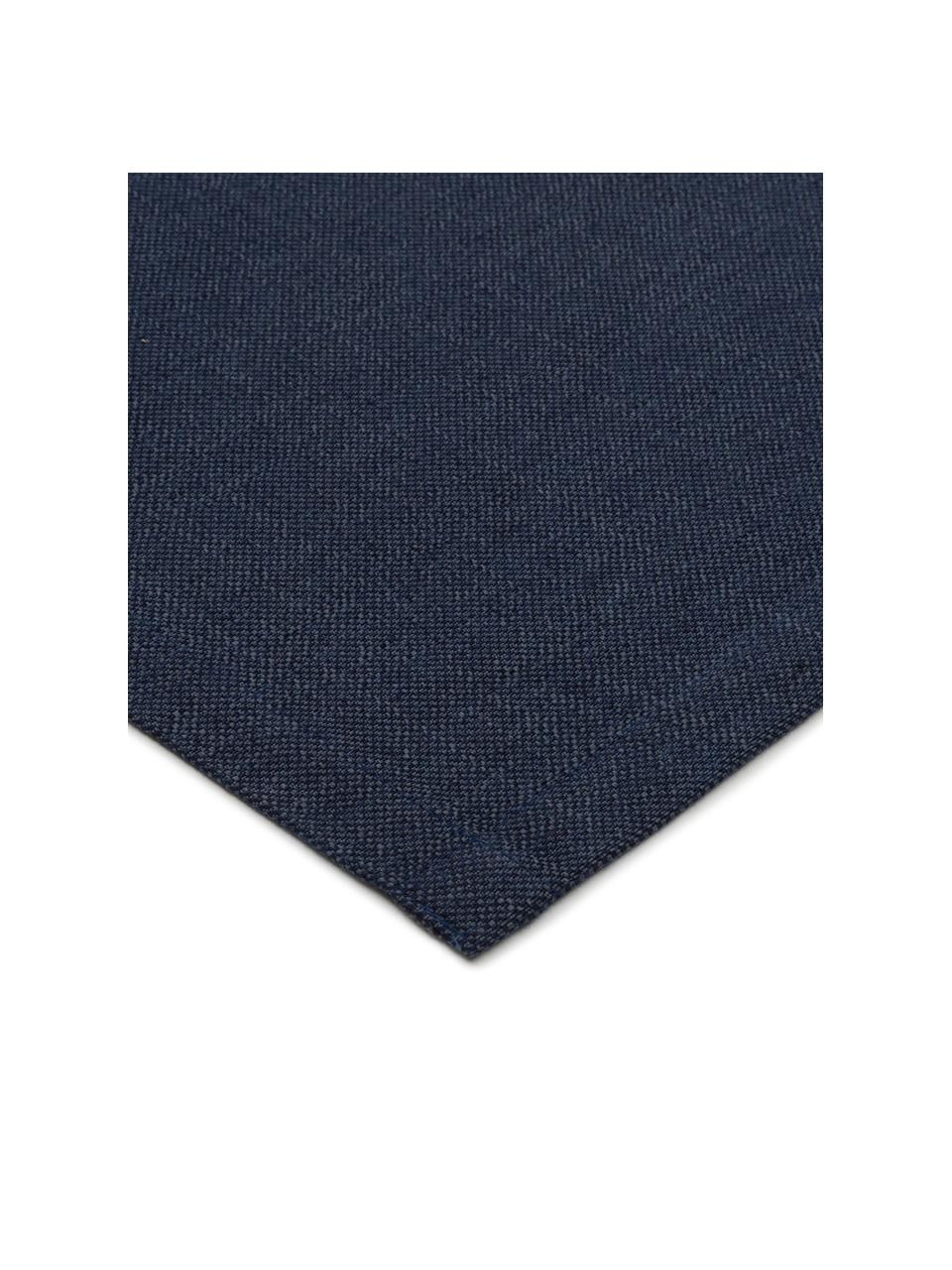 Chemin de table bleu Riva, 55 % coton, 45 % polyester, Bleu foncé, larg. 40 x long. 150 cm
