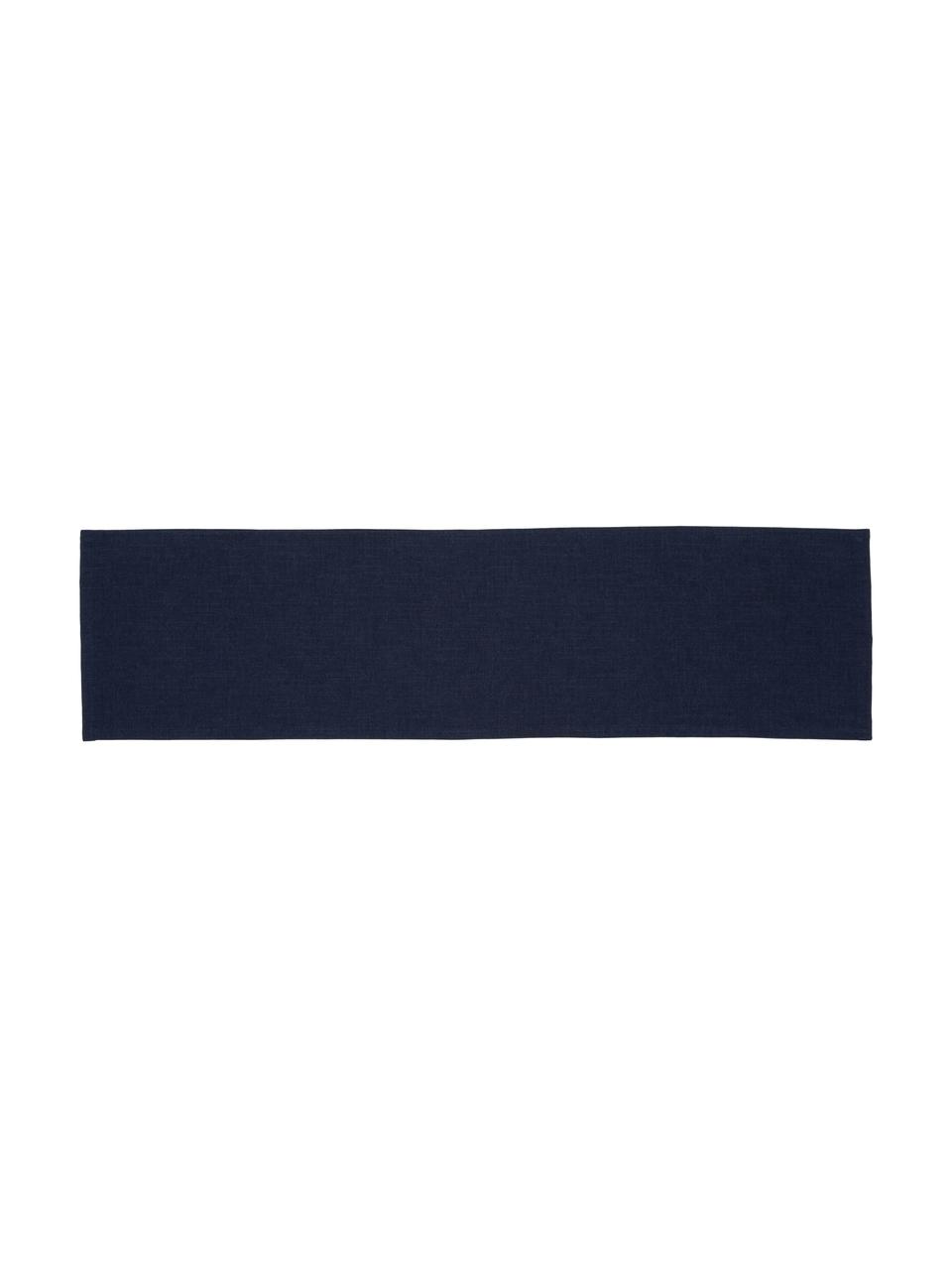 Chemin de table bleu Riva, 55 % coton, 45 % polyester, Bleu foncé, larg. 40 x long. 150 cm
