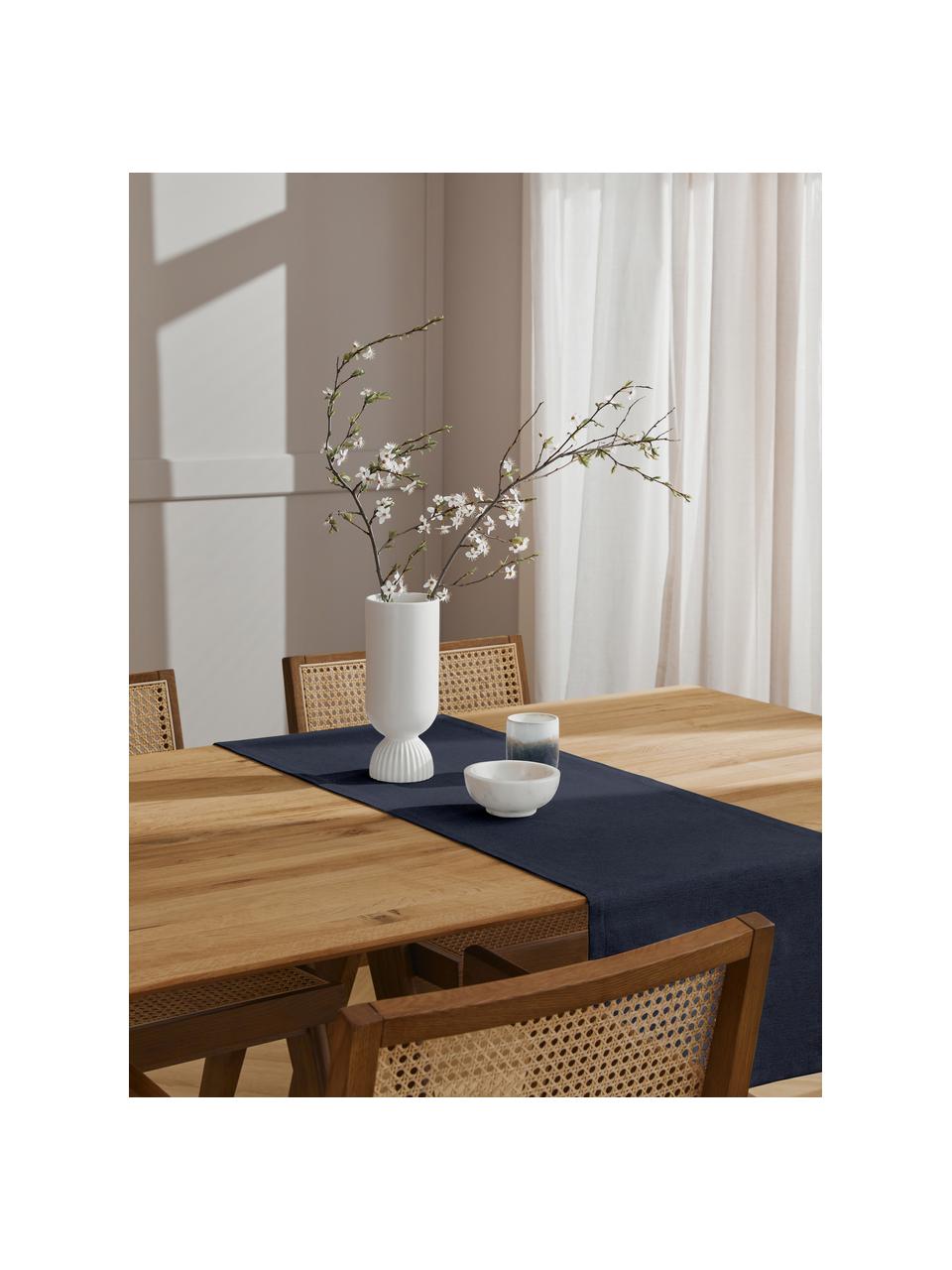 Tischläufer Riva aus Baumwollgemisch in Dunkelblau, 55% Baumwolle, 45% Polyester, Dunkelblau, B 40 x L 150 cm