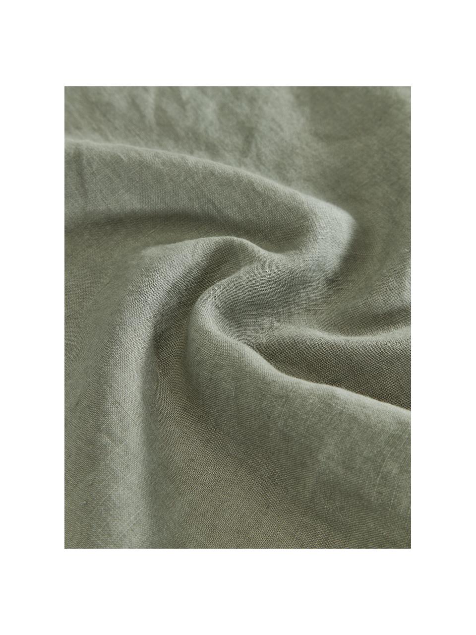 Poszewka na poduszkę z lnu z efektem sprania Candice, 100% len, Zielony, S 50 x D 50 cm