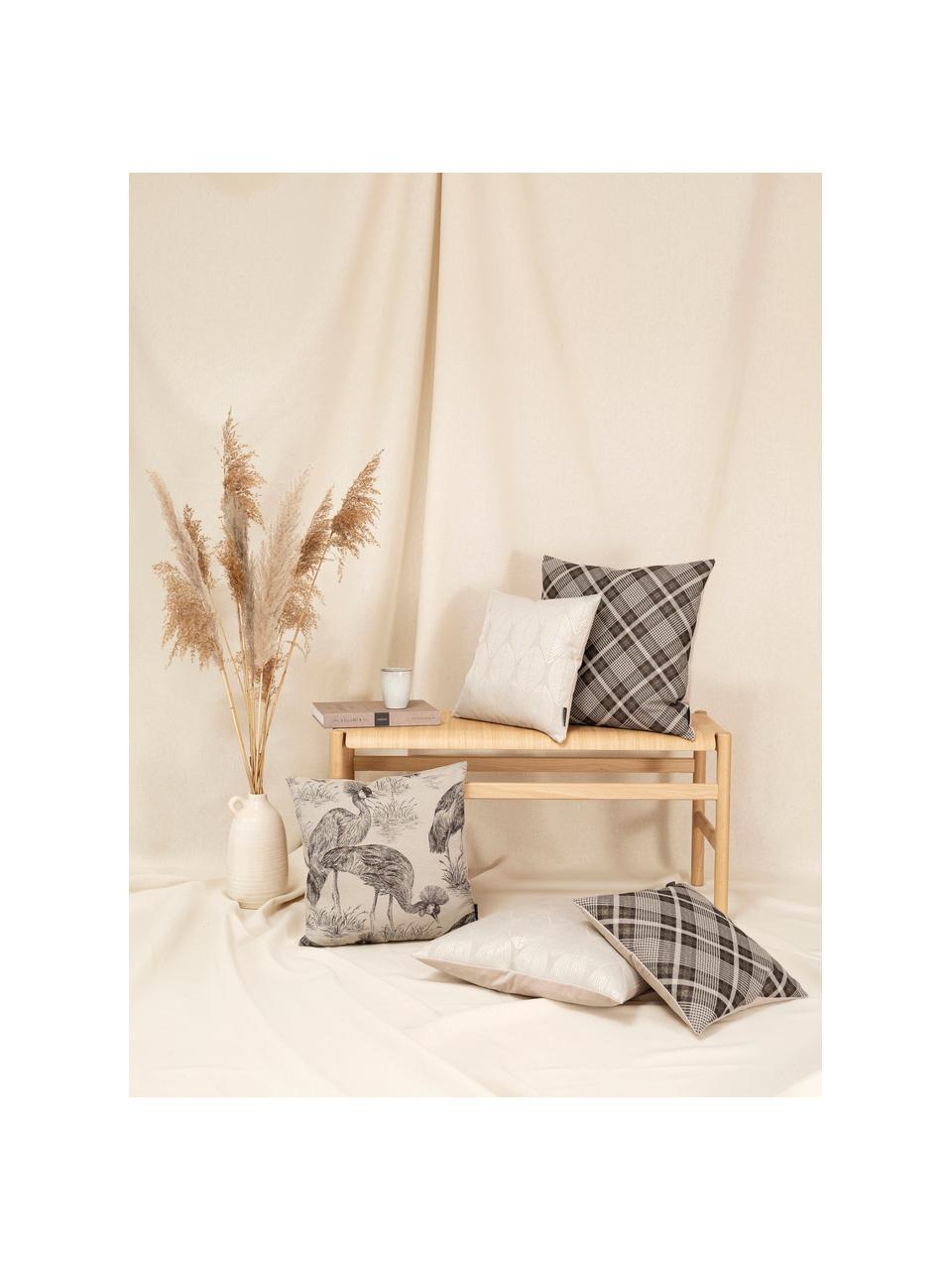 Kussenhoes Dulce in beige met glanzende motieven, 78% polyester, 22% katoen, Beige, 40 x 40 cm