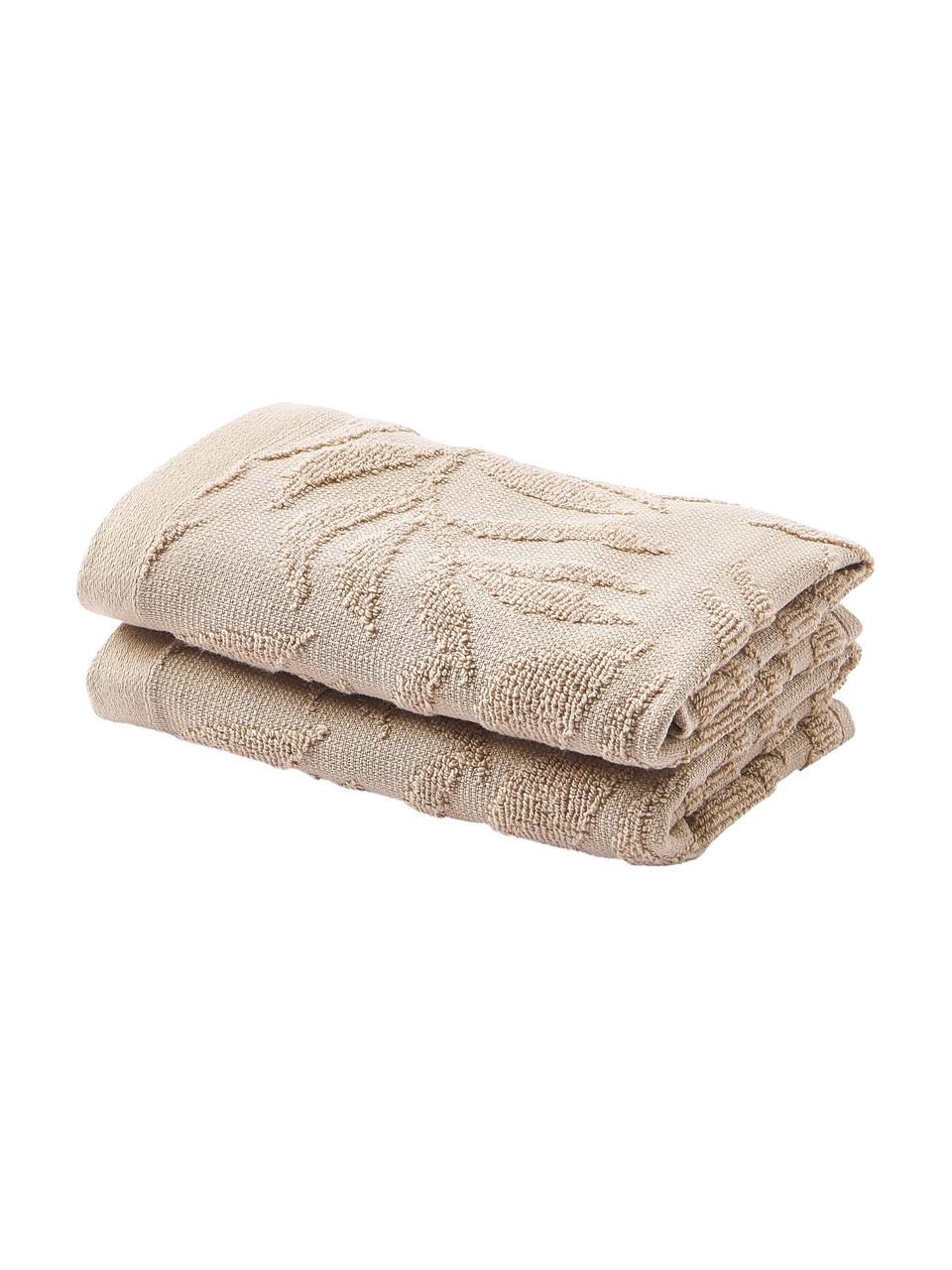 Handtuch Leaf aus Baumwolle in verschiedenen Größen, 100 % Baumwolle
Mittelschwere Qualität 450 g/m²

Das in diesem Produkt verwendete Material ist schadstoffgeprüft und zertifiziert nach STANDARD 100 by OEKO-TEX®, 3883CIT, CITEVE, Beige, XS Gästehandtuch, B 30 x L 50 cm, 2 Stück