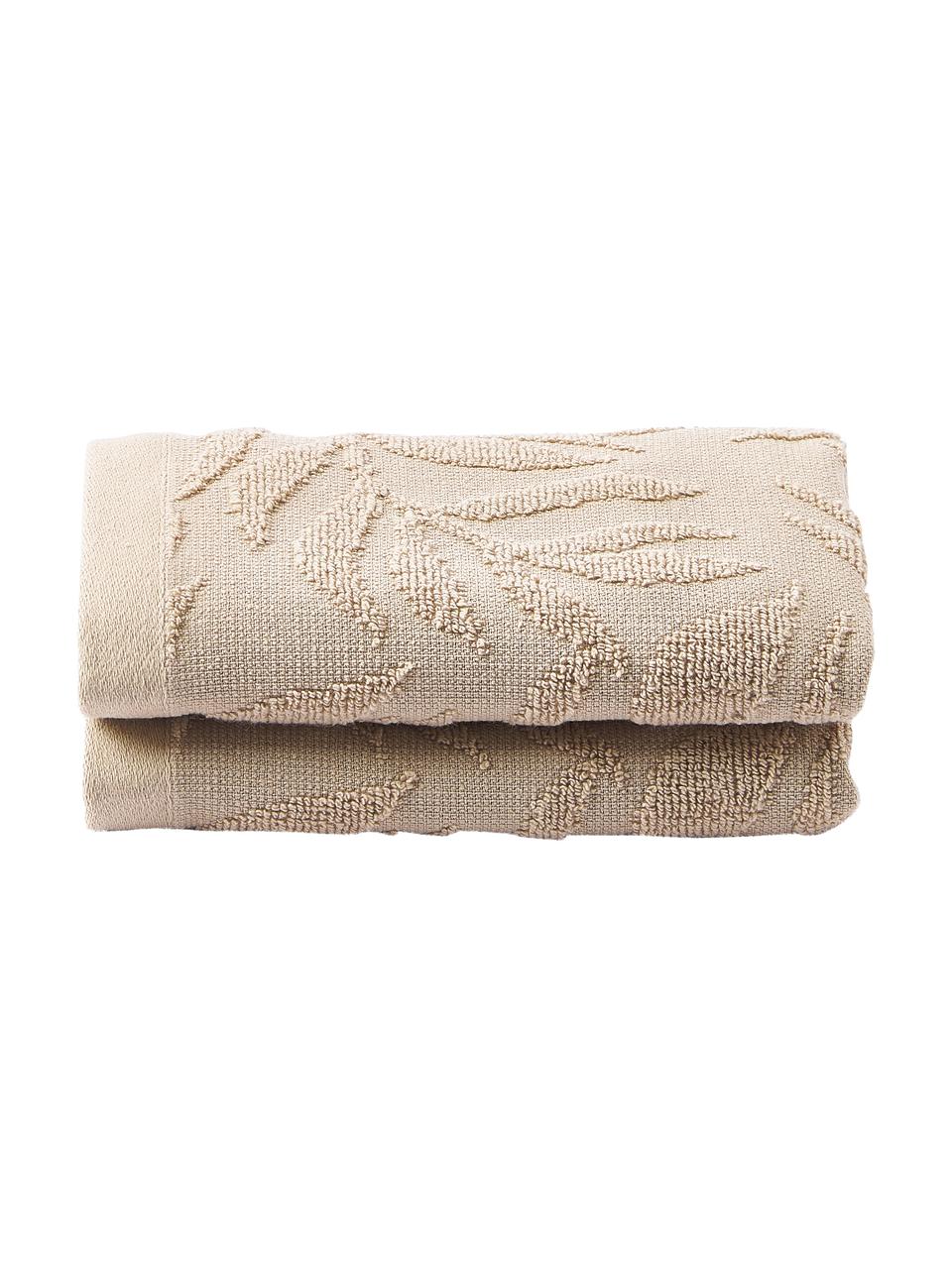 Bavlněné ručníky Leaf, různé velikosti, 100 % bavlna
Střední gramáž 450 g/m²

Materiál použitý v tomto produktu byl testován na škodlivé látky a certifikován podle STANDARD 100 od OEKO-TEX®, 3883CIT, CITEVE, Béžová, Ručník pro hosty XS, Š 30 cm, D 50 cm, 2 ks