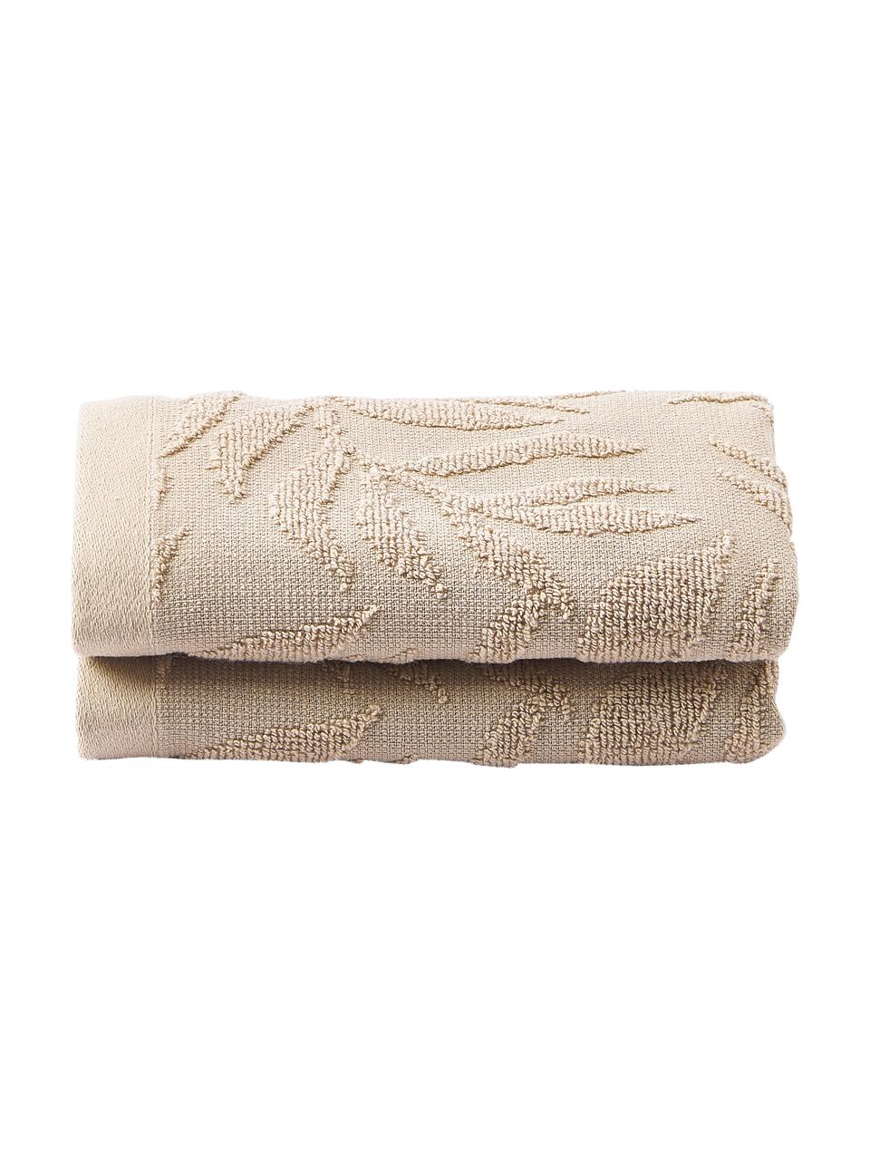 Ręcznik z bawełny Leaf, różne rozmiary, Beżowy, Ręcznik, S 30 x D 50 cm, 2 szt.