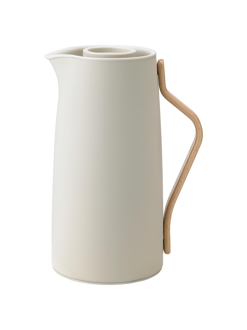 Termo Emma, 1,2 L, Estructura: acero inoxidable recubier, Asa: madera de haya, Beige mate, 1,2 L