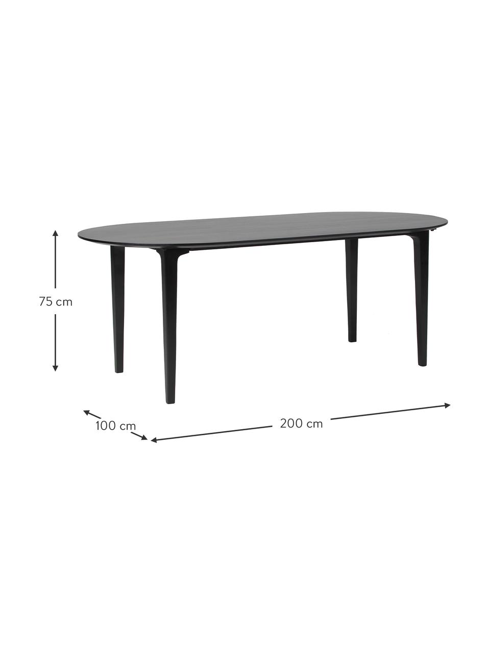 Owalny stół do jadalni z drewna mangowego Archie, różne rozmiary, Lite drewno mangowe lakierowane, Drewno mangowe, czarny lakierowany, S 200 x G 100 cm