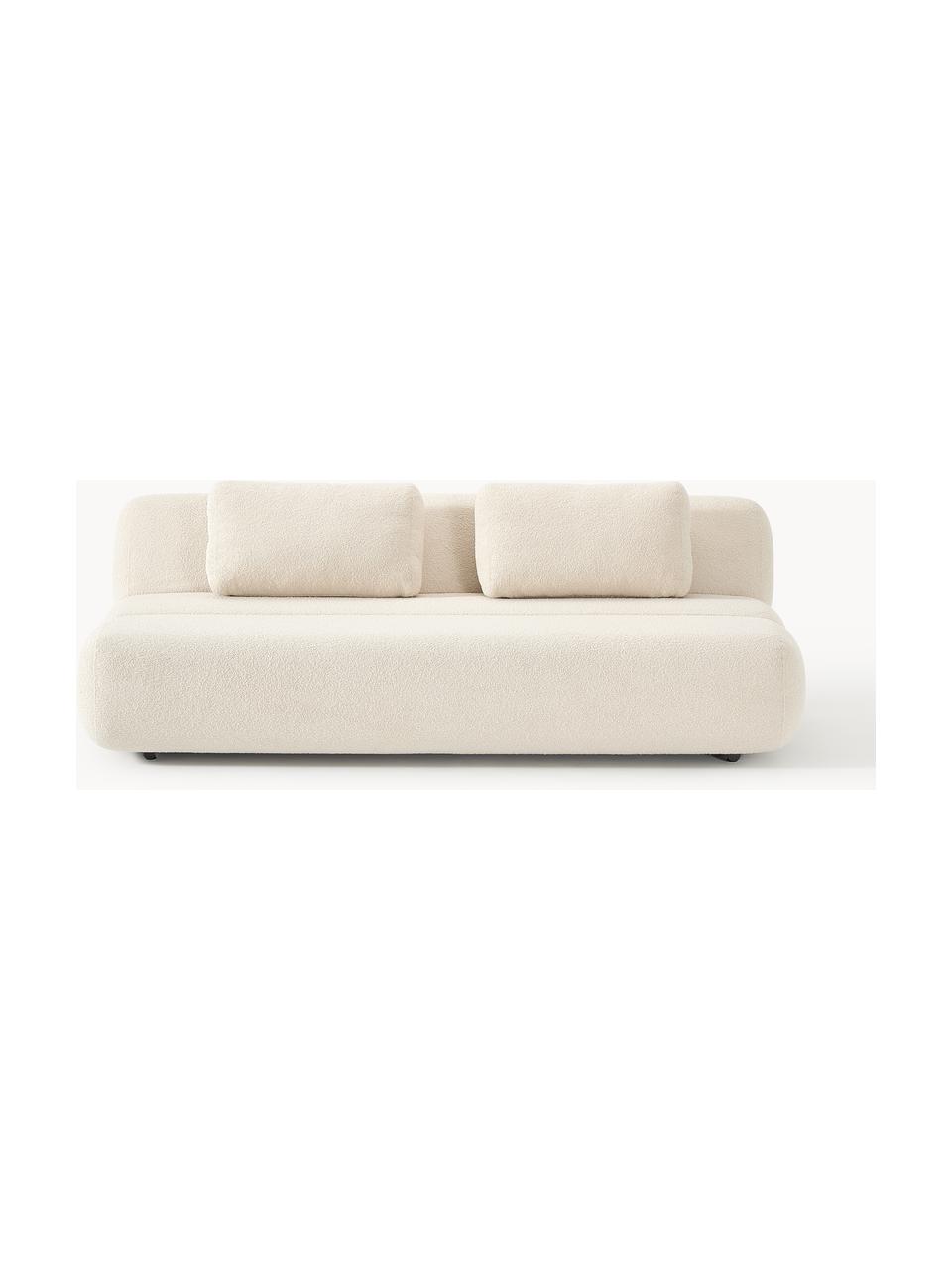 Sofa rozkładana Teddy Caterpillar (3-osobowa), Tapicerka: Teddy (100% poliester) Dz, Stelaż: drewno świerkowe, sklejka, Jasnobeżowy Teddy, S 203 x W 128 cm