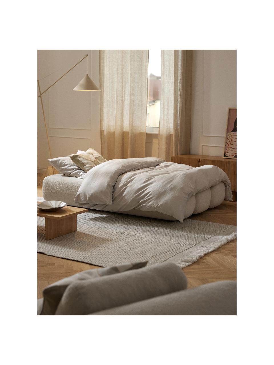 Divano letto 3 posti in teddy Caterpillar, Rivestimento: Teddy (100% poliestere) I, Teddy beige chiaro, Larg. 203 x Prof. 128 cm