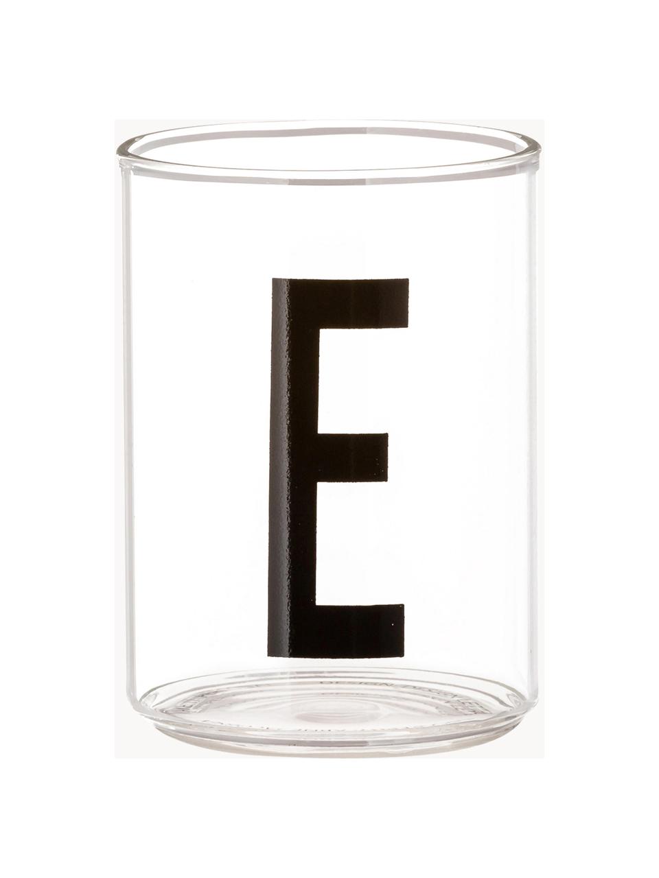 Design waterglas Personal met letters (varianten van A tot Z), Borosilicaatglas, Transparant, zwart, Waterglas A, 300 ml