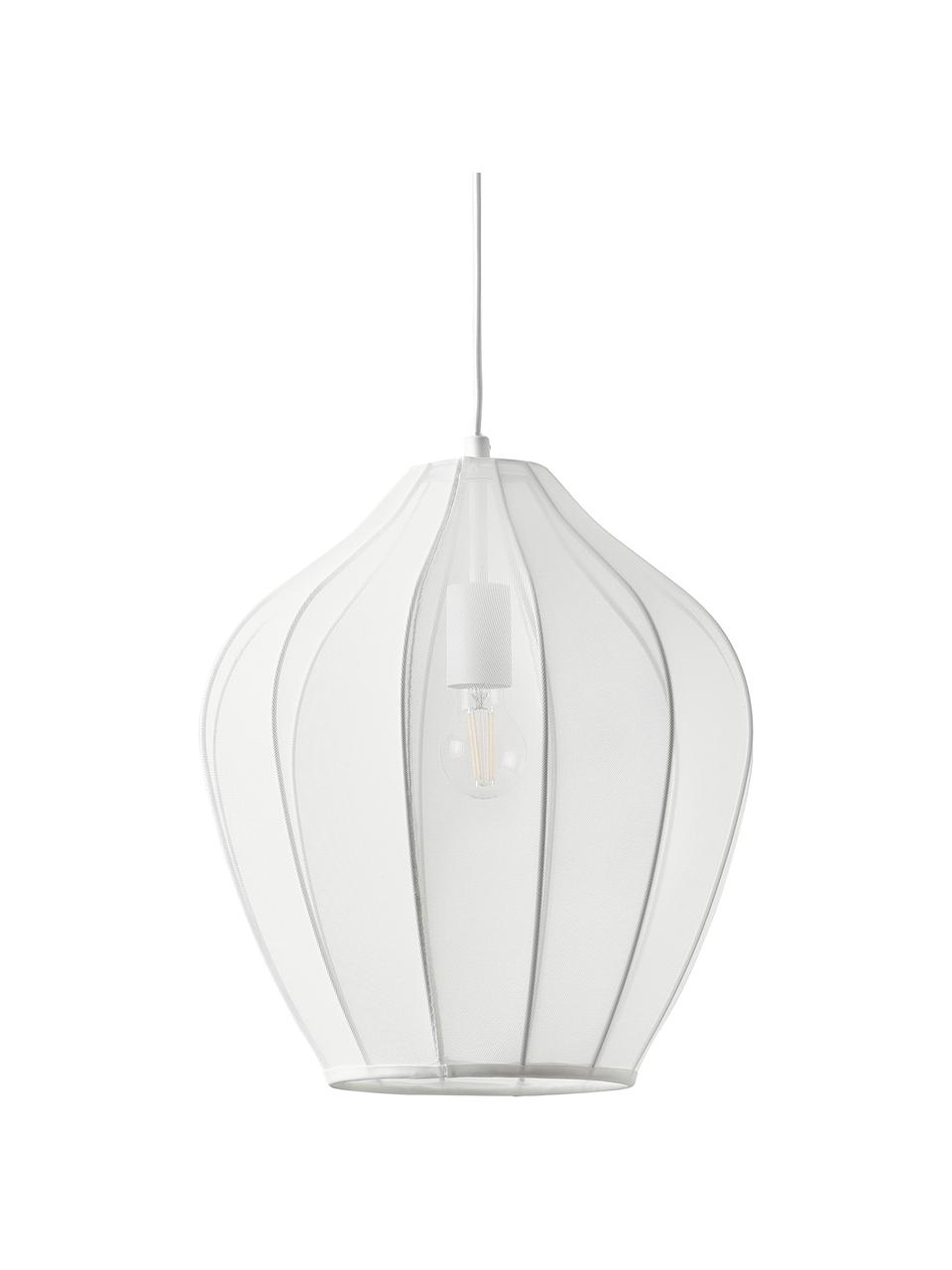 Lampa wisząca z siateczki Beau, Stelaż: metal malowany proszkowo, Biały, Ø 40 x W 42 cm