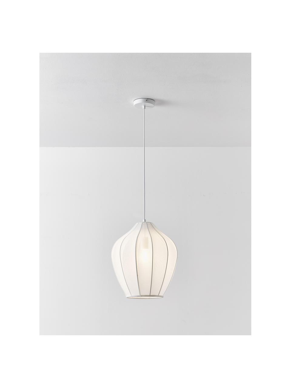 Lampa wisząca z siateczki Beau, Stelaż: metal malowany proszkowo, Biały, Ø 40 x W 42 cm