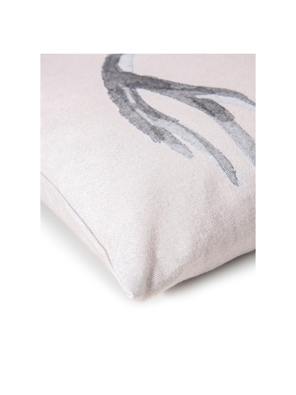 Dwustronna poszewka na poduszkę Ria, 100% bawełna, Blady różowy, odcienie szarego, S 50 x D 50 cm