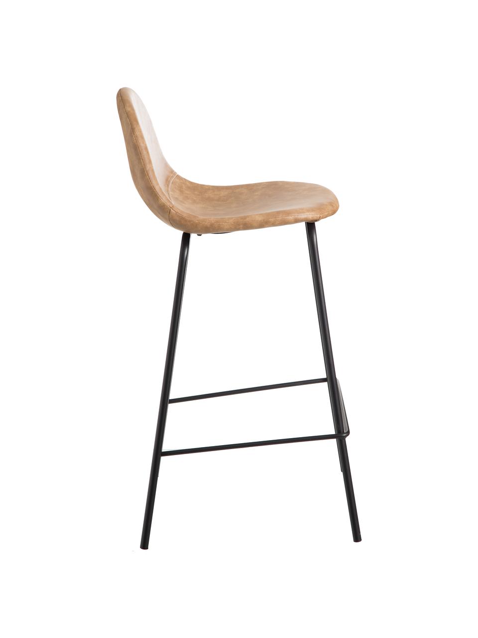 Krzesło barowe ze sztucznej skóry Adeline, Tapicerka: sztuczna skóra (poliureta, Stelaż: drewno bukowe, Nogi: metal, Beżowy, czarny, S 42 x W 87 cm