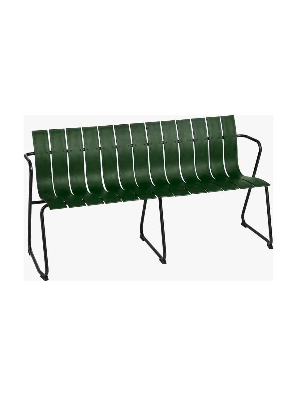 Handgefertigte Garten-Sitzbank Ocean, Gestell: Recycelter Stahl, beschic, Dunkelgrün, Schwarz, B 157 x T 58 cm