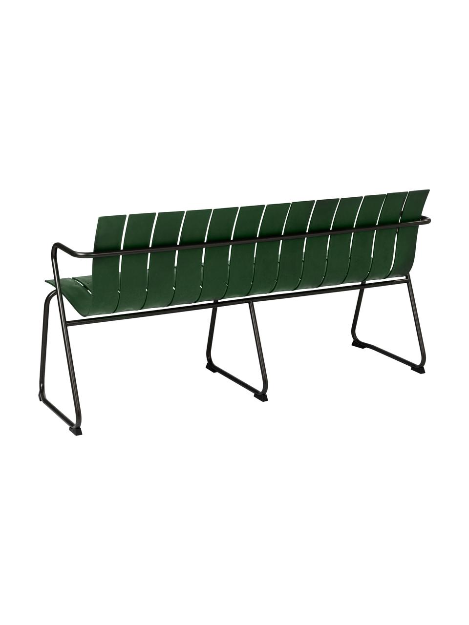 Banc de jardin artisanal Ocean, Vert foncé, noir, larg. 157 x prof. 58 cm