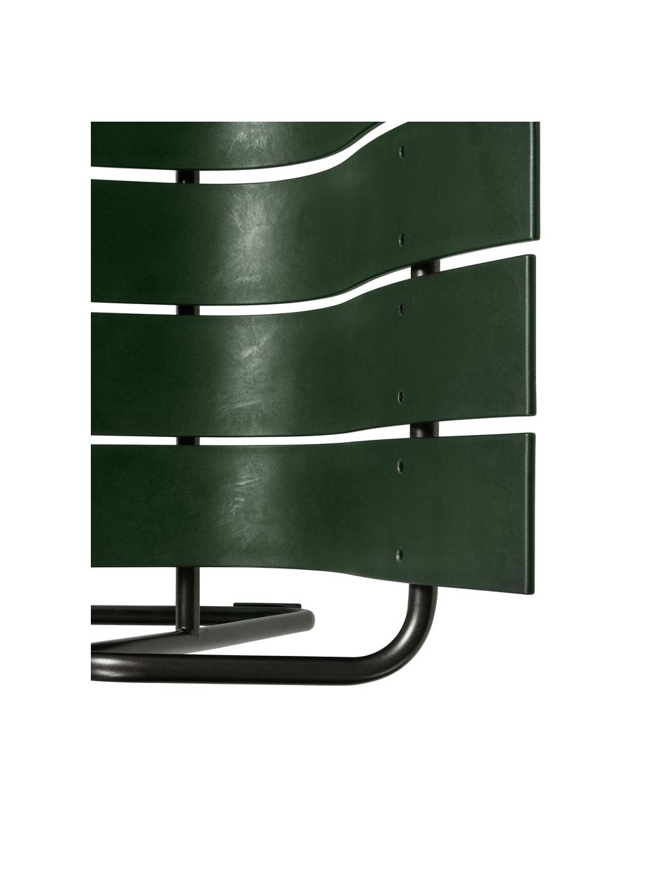 Ręcznie wykonana ławka ogrodowa Ocean, Stelaż: stal z recyklingu, powlek, Ciemny zielony, czarny, S 157 x G 58 cm