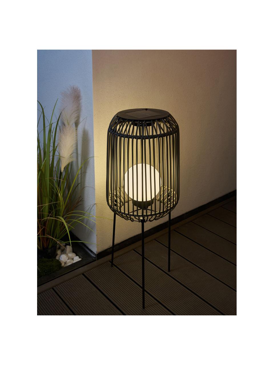 Lampada solare da terra mobile Sunshine Coziness, Paralume: polyrattan, Nero, grigio, Ø 28 x Alt. 77 cm