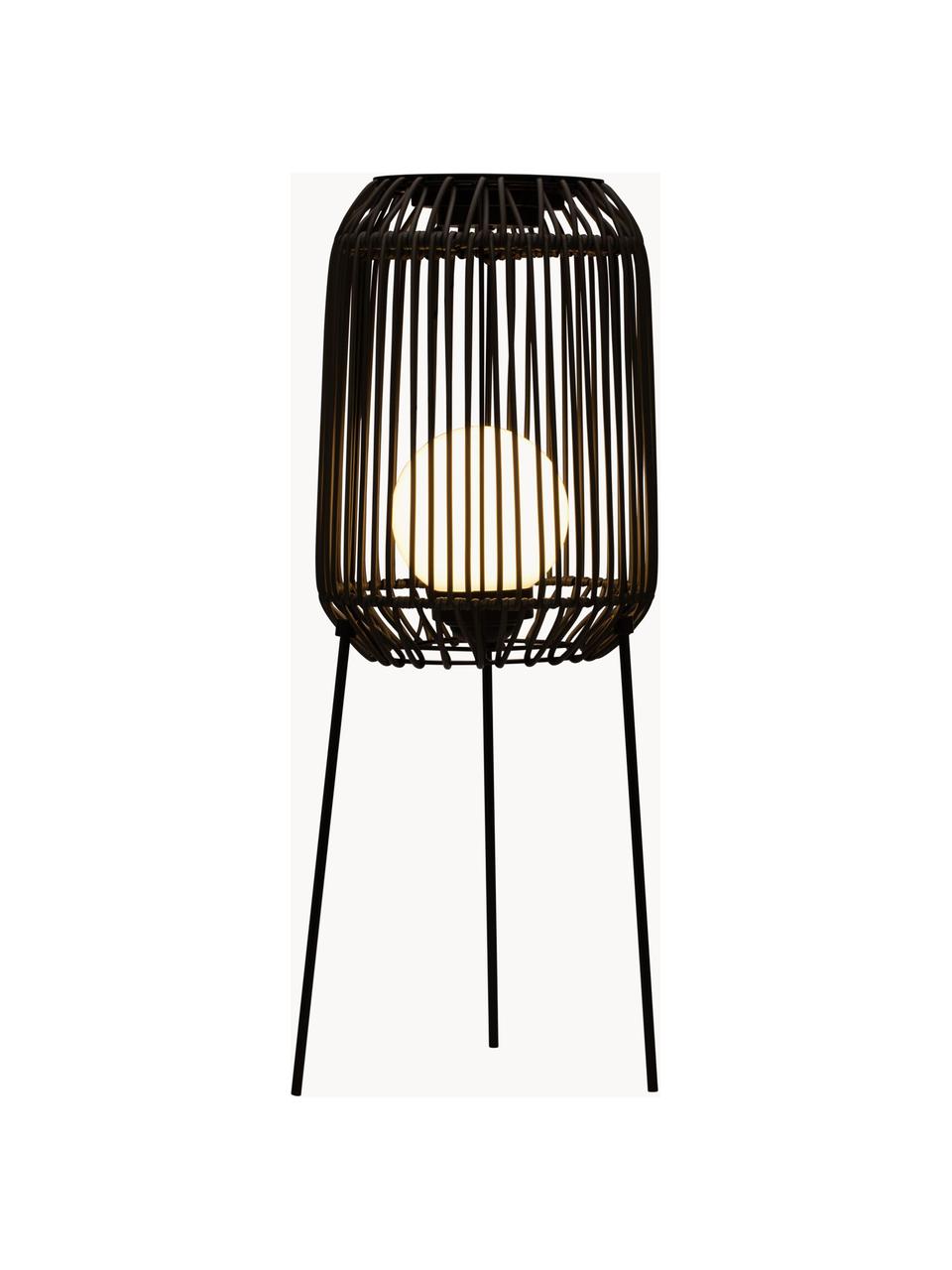 Lampada solare da terra mobile Sunshine Coziness, Paralume: polyrattan, Nero, grigio, Ø 28 x Alt. 77 cm