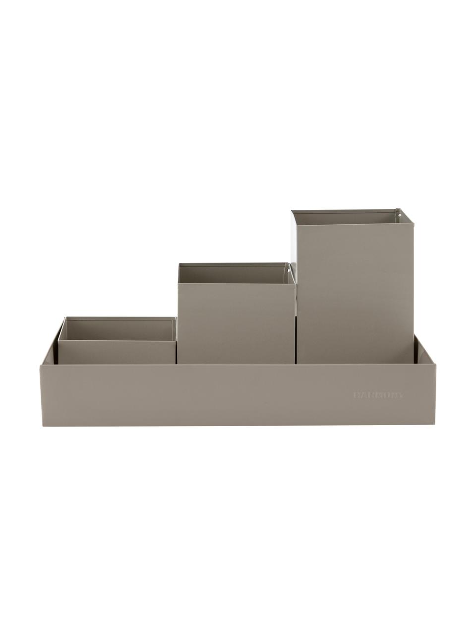 Büro-Organizer-Set Penny in Taupe, 4-tlg., Aluminium, beschichtet, Taupe, B 32 x T 21 cm