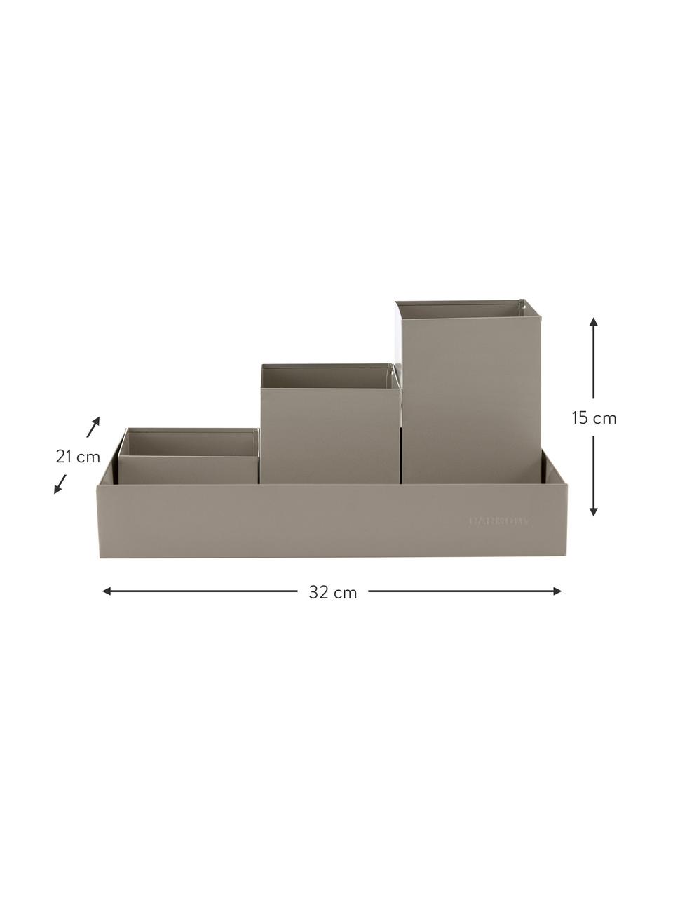 Boîtes de classement pour bureau Penny, 4 élém., Aluminium, enduit, Taupe, larg. 32 x prof. 21 cm