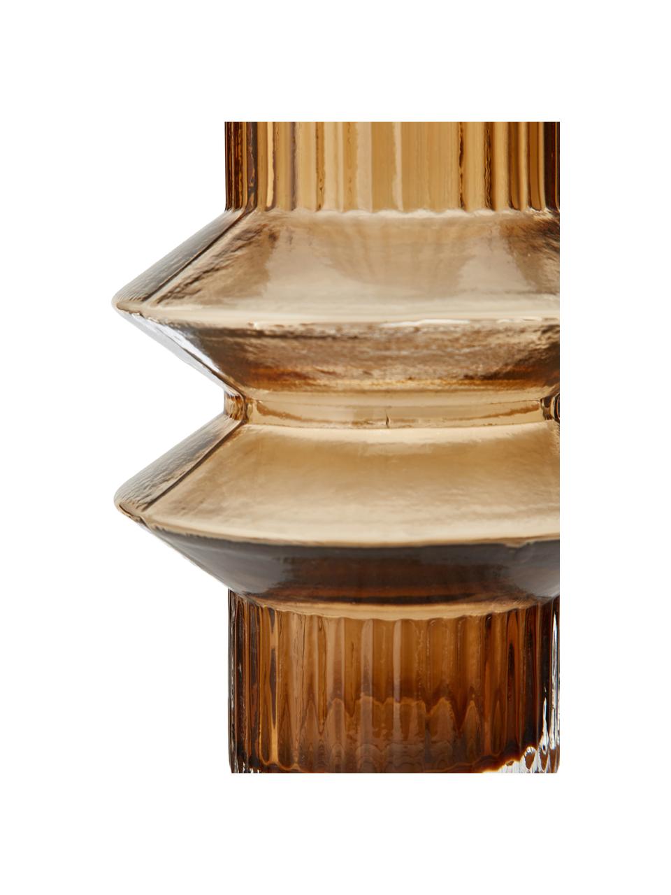 Transparante design vaas Rilla met een amberkleurige glans, Glas, Amberkleurig, transparant, Ø 10 x H 21 cm