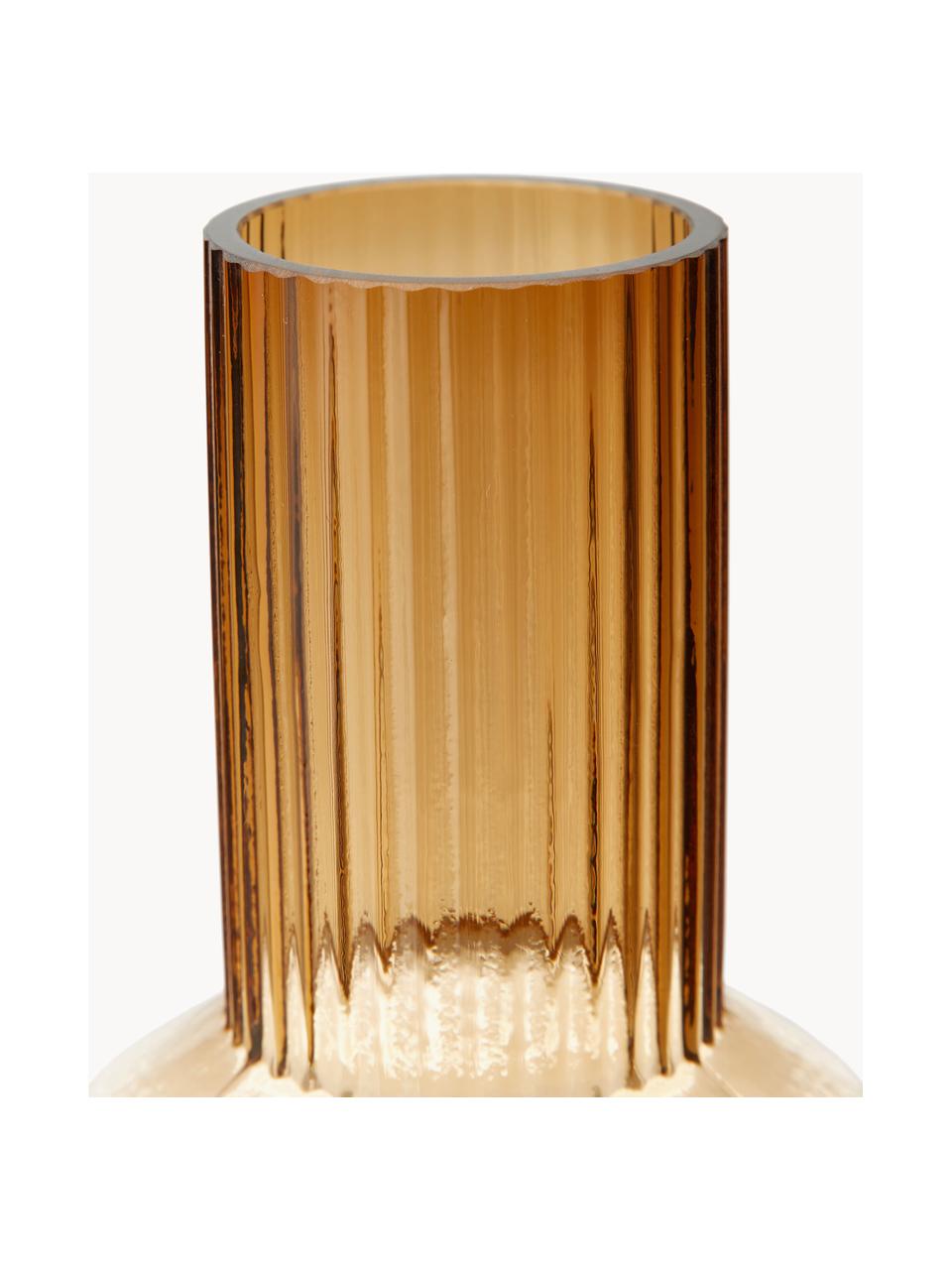 Designová váza Rilla, V 21 cm, Sklo, Světle hnědá, transparentní, Ø 10 cm, V 21 cm