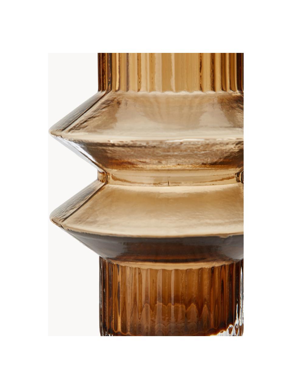 Designová váza Rilla, V 21 cm, Sklo, Světle hnědá, transparentní, Ø 10 cm, V 21 cm