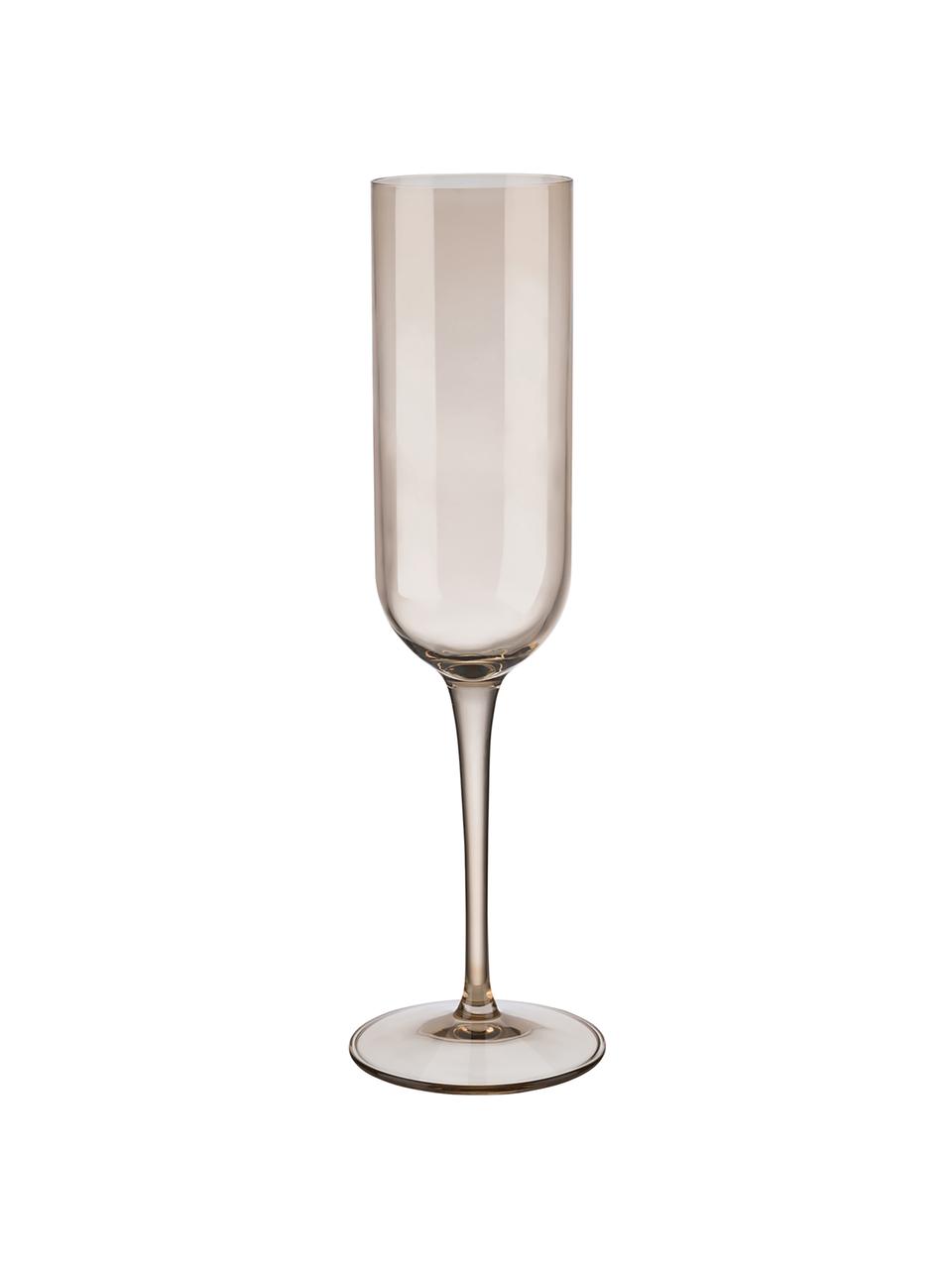 Copas flauta de champán Fuum, 4 uds., Vidrio, Beige transparente, Ø 7 x Al 24 cm, 210 ml