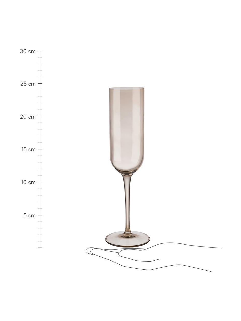 Flûte à champagne grise Fuum, 4 pièces, Verre, Beige, transparent, Ø 7 x haut. 24 cm, 210 ml