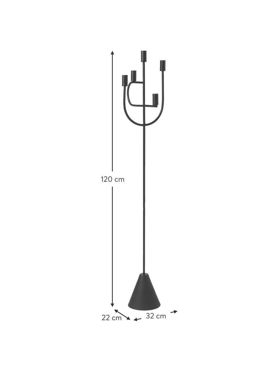 Velký podlahový kokový svícen Reem, Potažený kov, Černá, Š 32 cm, V 120 cm