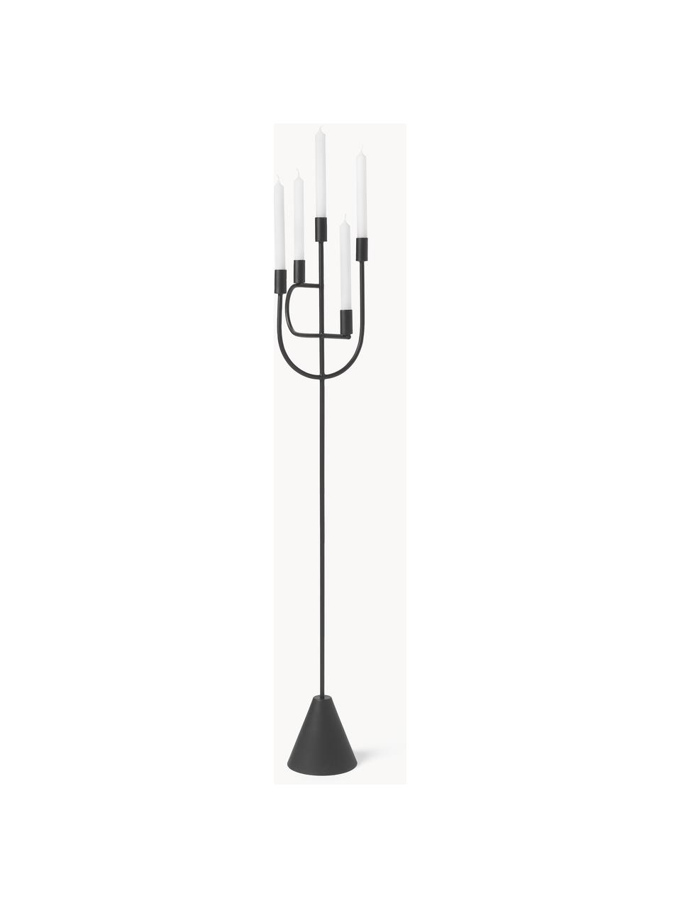 Portavelas de suelo grande de metal Reem, Metal, Negro, An 32 x Al 120 cm