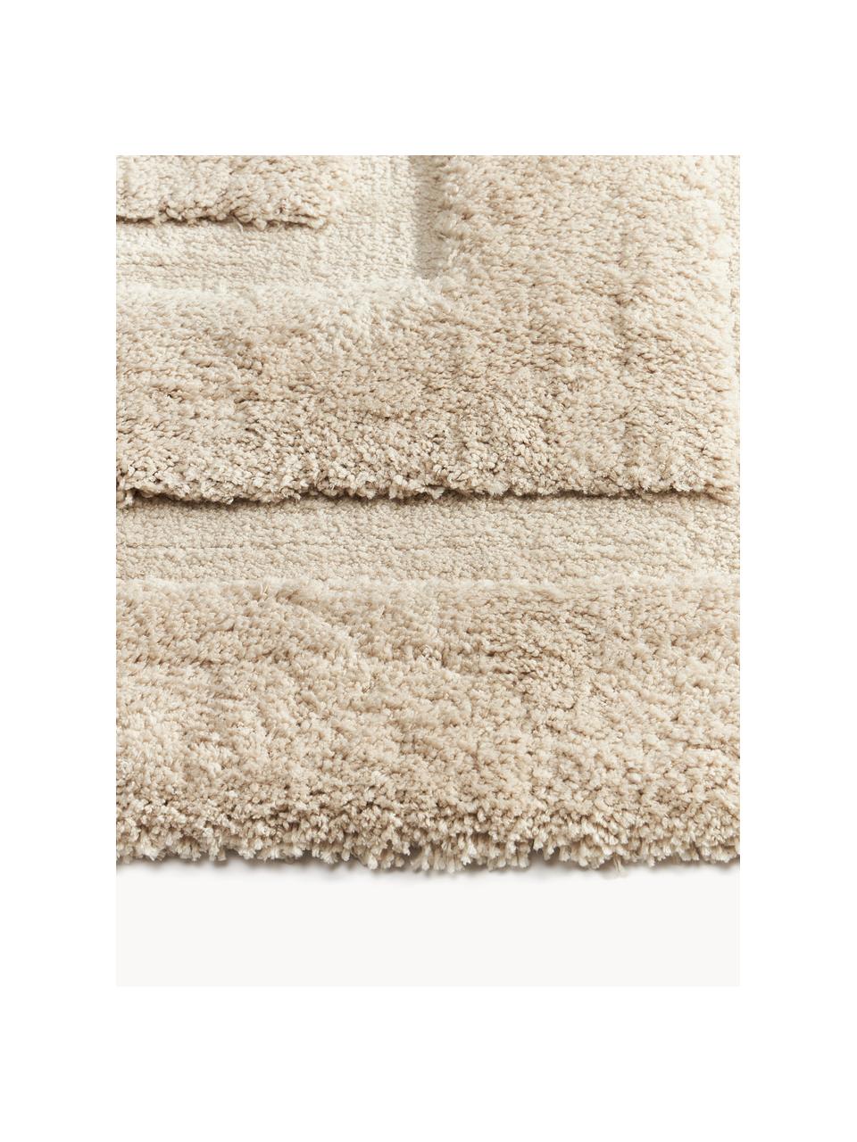 Načechraný koberec s vysokým vlasem a strukturovaným povrchem Jade, Béžová, Š 80 cm, D 150 cm (velikost XS)