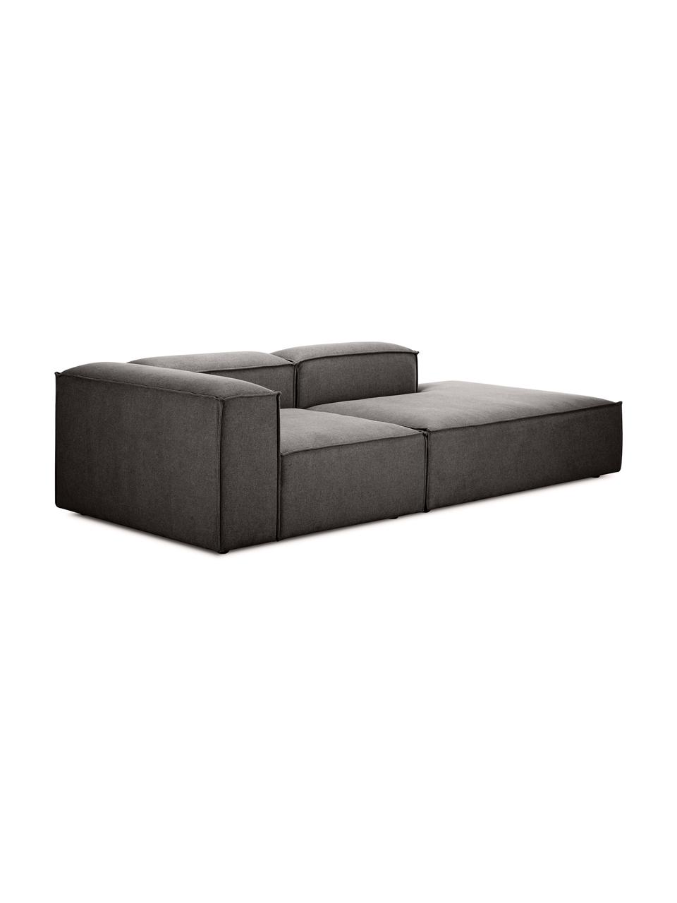 Chaise longue componibile Lennon, Rivestimento: 100% poliestere Con 115.0, Struttura: legno di pino massiccio, , Piedini: plastica, Tessuto grigio scuro, Larg. 269 x Prof. 119 cm, schienale a sinistra