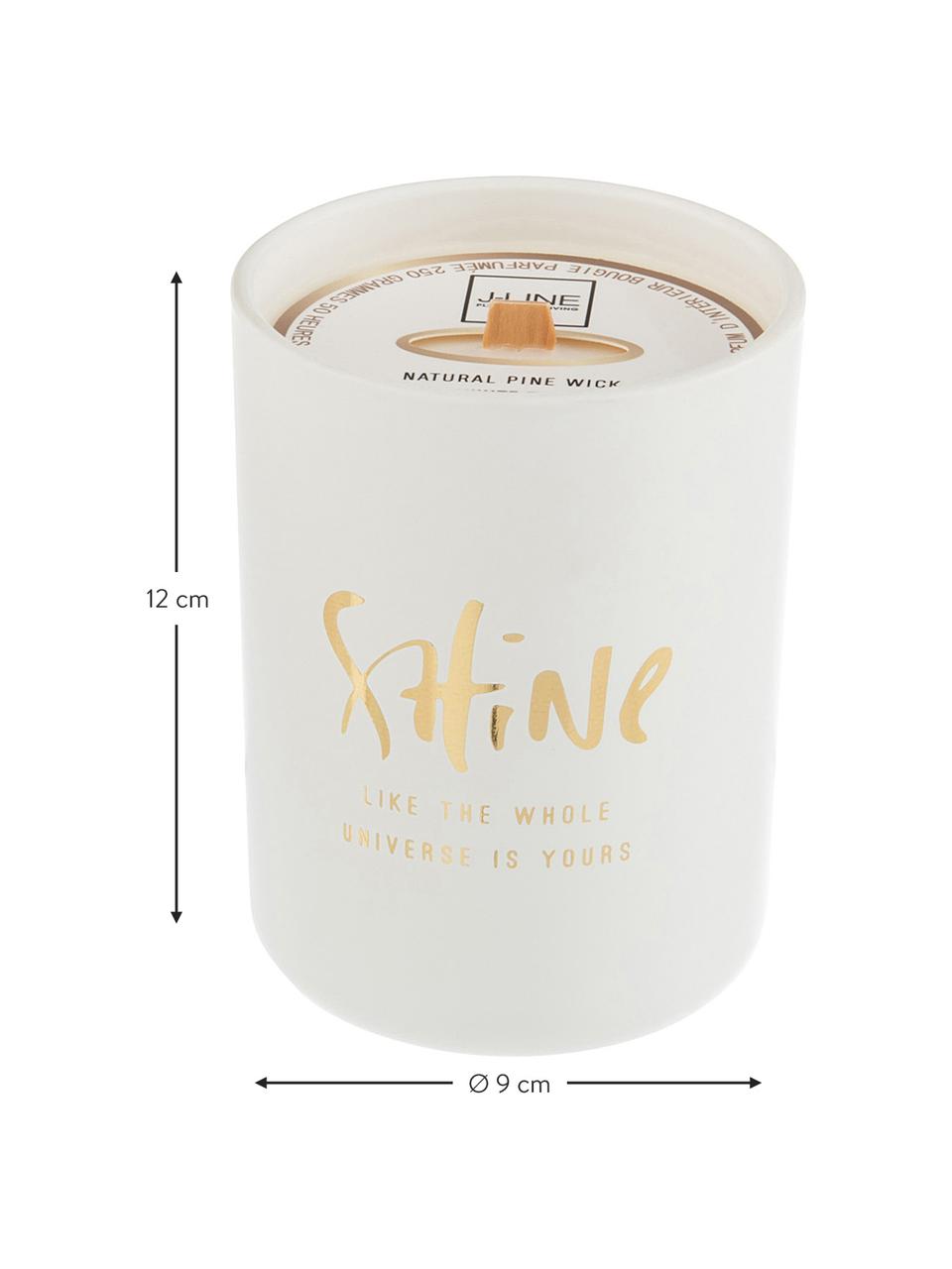 Candela profumata Shine (tè bianco), Contenitore: vetro, Bianco, Ø 9 x Alt. 12 cm