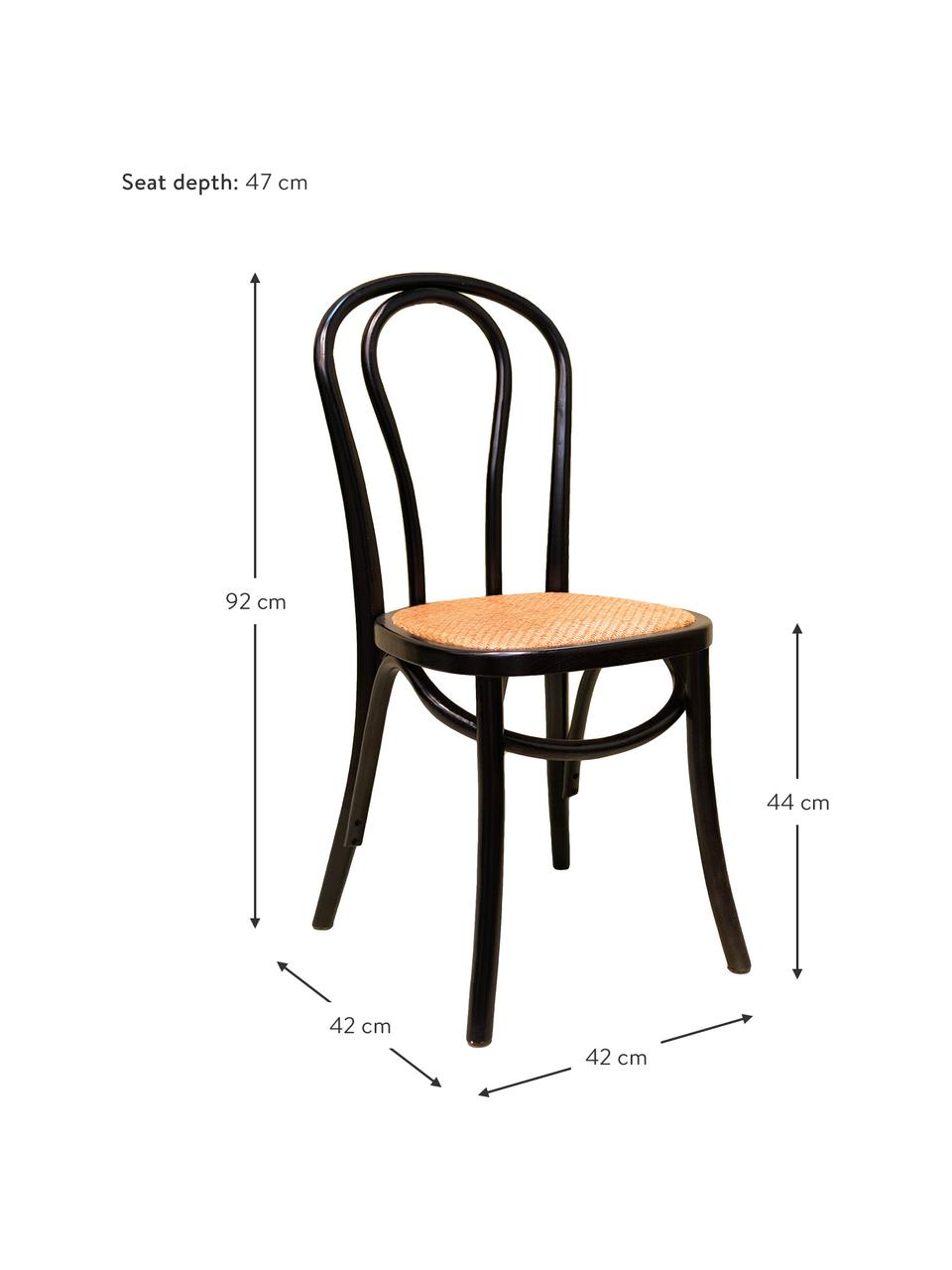 Silla de madera Zari, Asiento: ratán, Negro, An 42 x F 42 cm