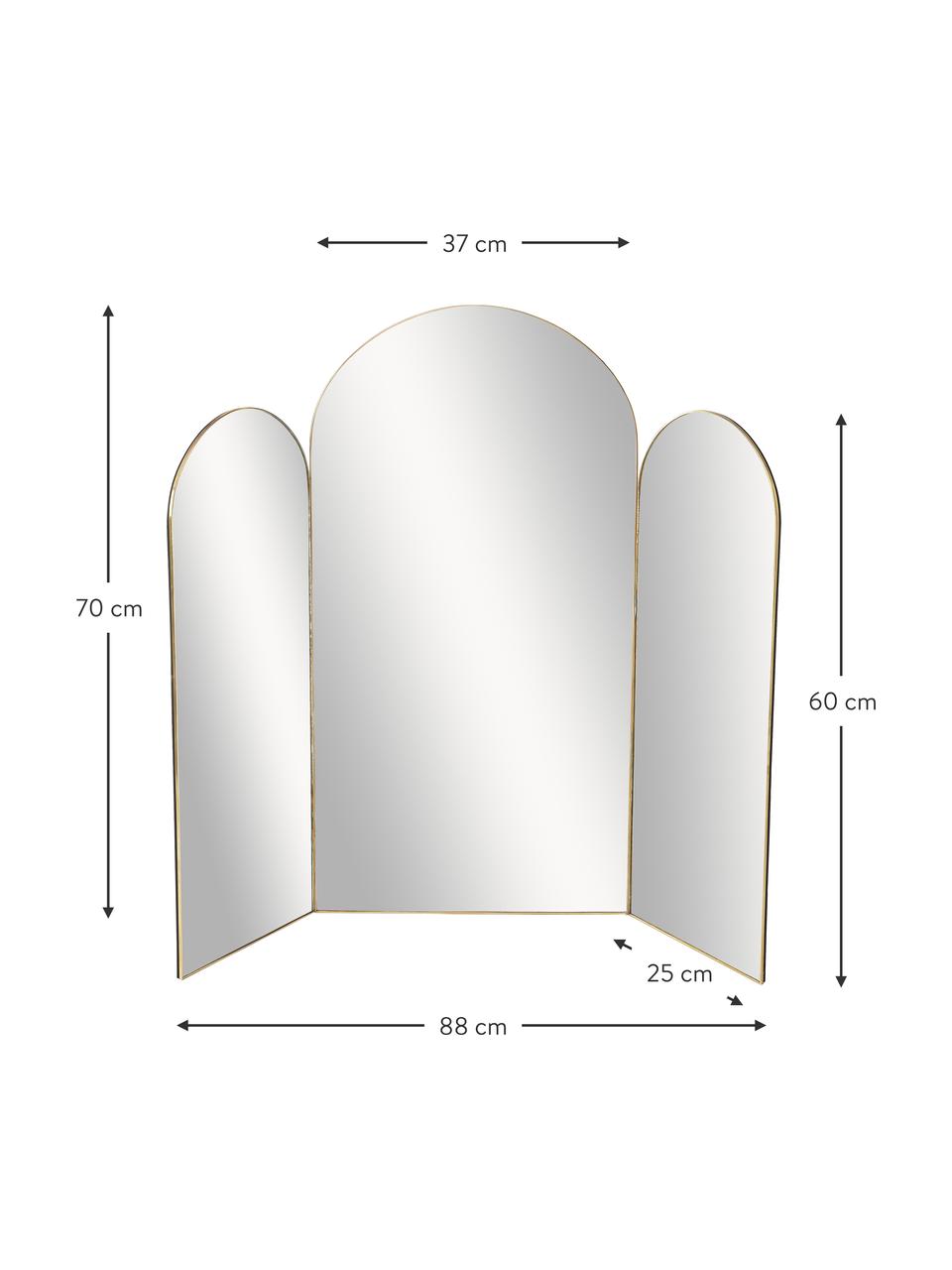 Dreifachspiegel Maple mit goldfarbenem Metallrahmen, Rahmen: Metall, beschichtet, Rückseite: Mitteldichte Holzfaserpla, Spiegelfläche: Spiegelglas, Gold, B 88 x H 70 cm