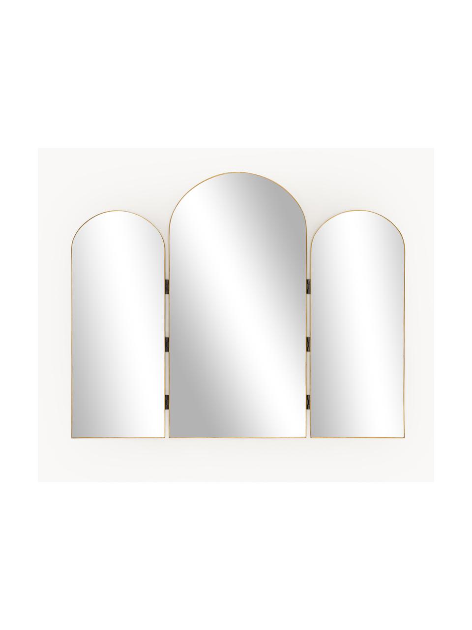 Specchio triplo Maple, Cornice: metallo rivestito, Retro: pannello di fibra a media, Superficie dello specchio: lastra di vetro, Dorato, Larg. 88 x Alt. 70 cm