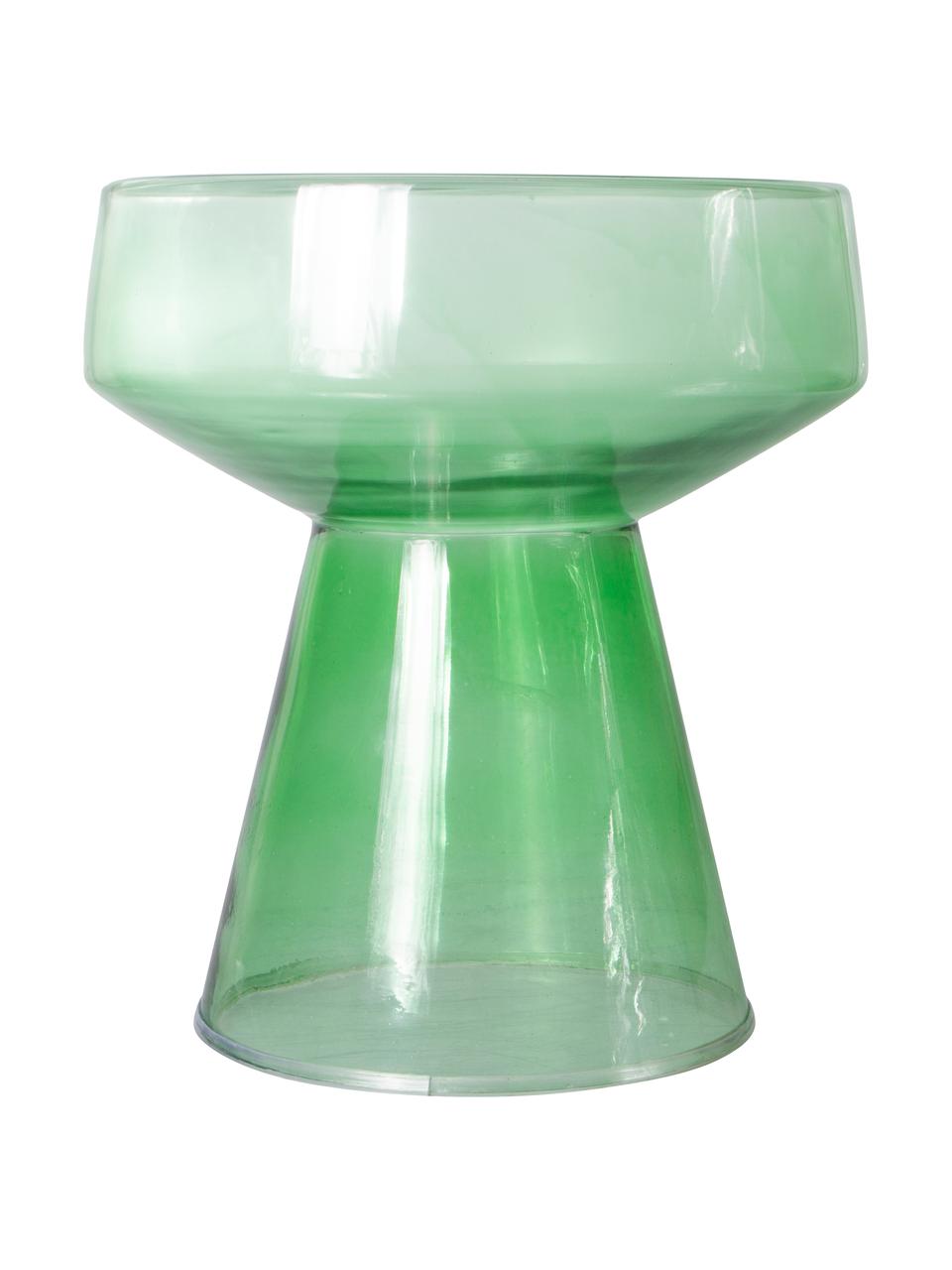 Bijzettafel met glazen tafelblad Ambe in groen, Glas, Groen, transparant, Ø 39 x H 42 cm