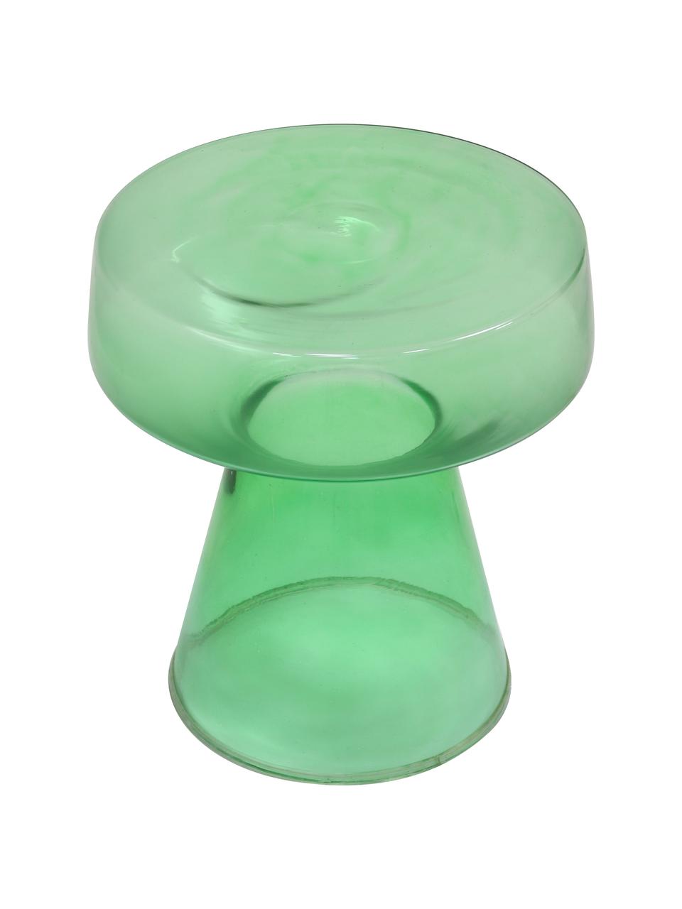 Mesa auxiliar de vidrio Ambe, Vidrio, Verde transparente, Ø 39 x Al 42 cm