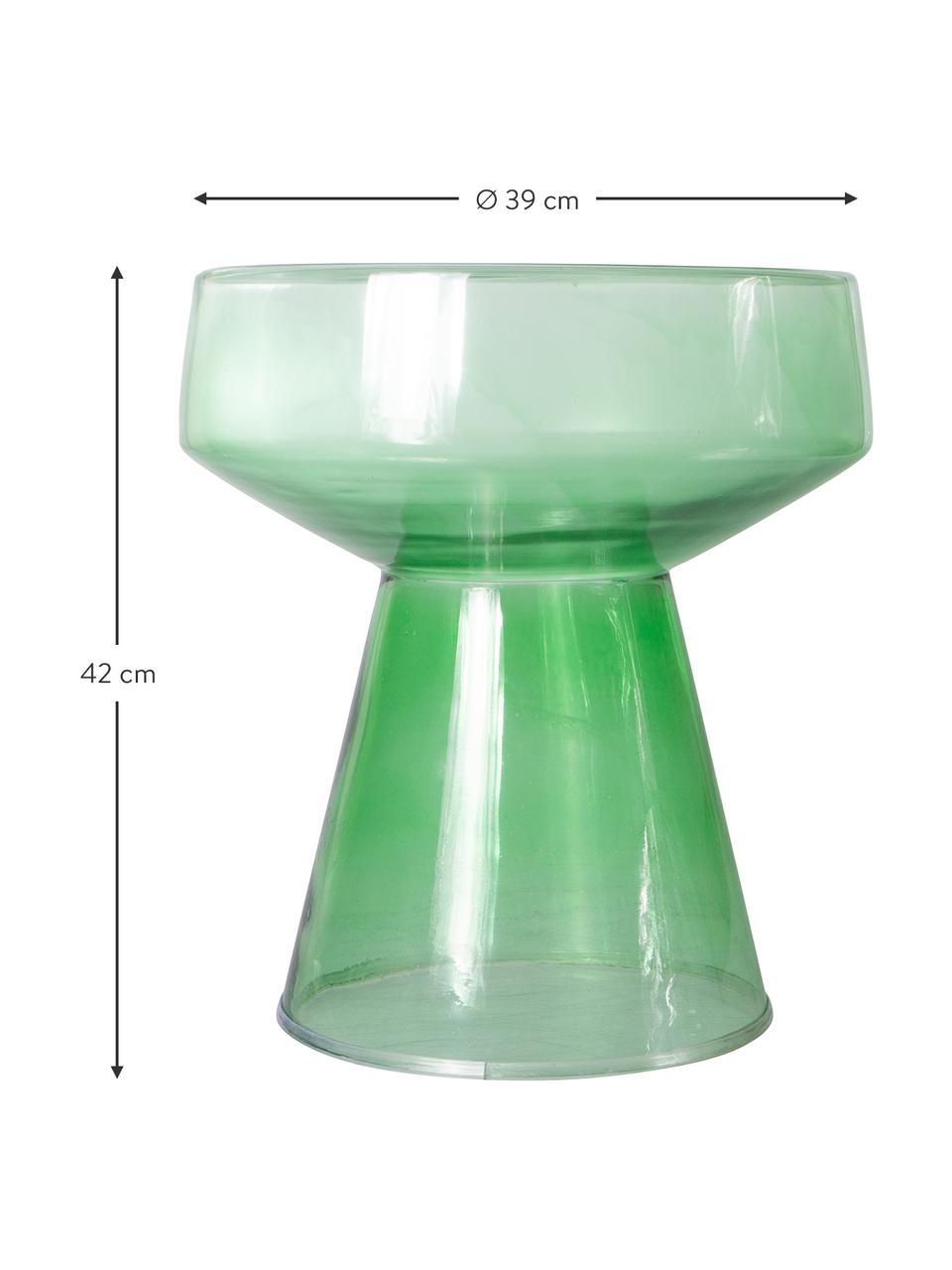 Bijzettafel met glazen tafelblad Ambe in groen, Glas, Groen, transparant, Ø 39 x H 42 cm